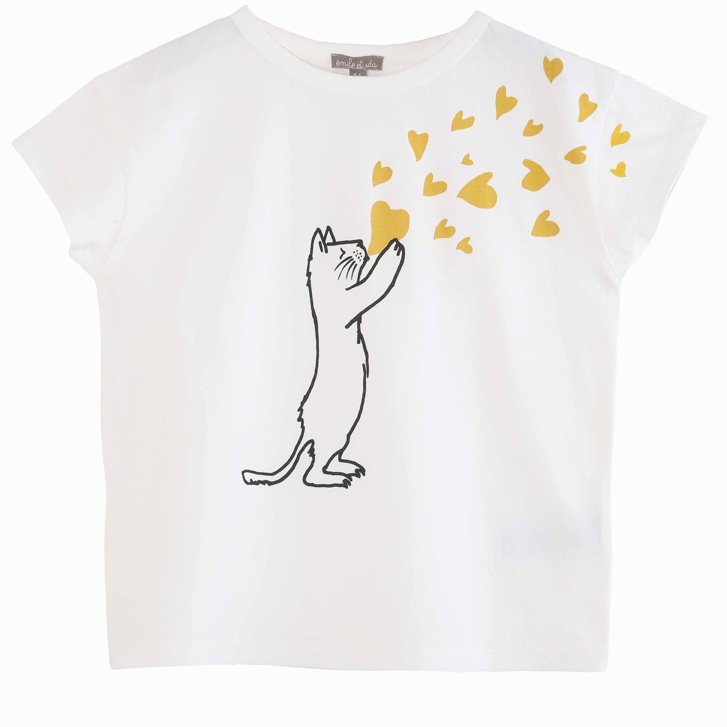Tee shirt chat imprimé écru