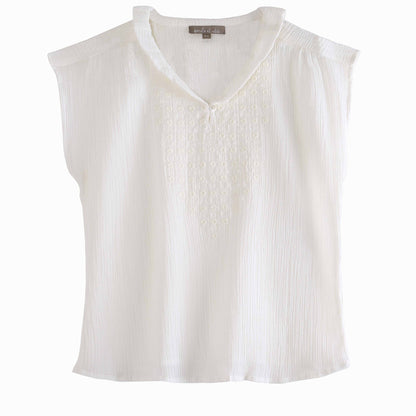 Blouse crépon brodée écru