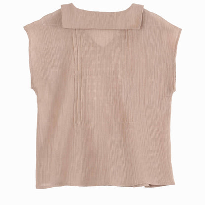 Blouse crépon brodée noisette