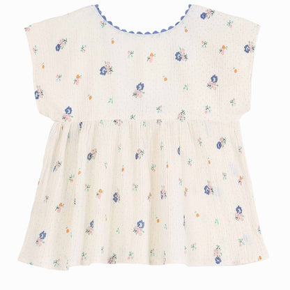 Blouse crépon imprimée écru
