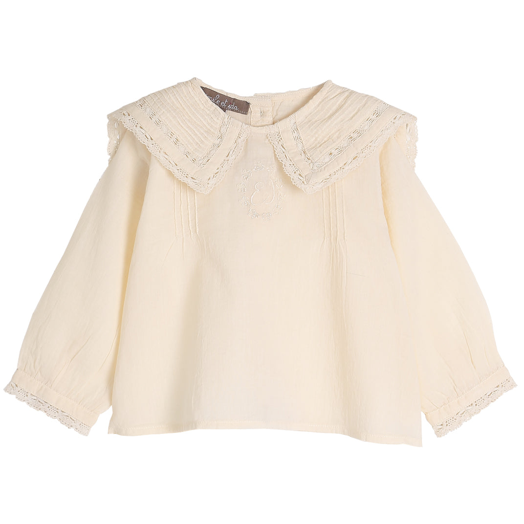 blouse bebe en voile de coton coquille