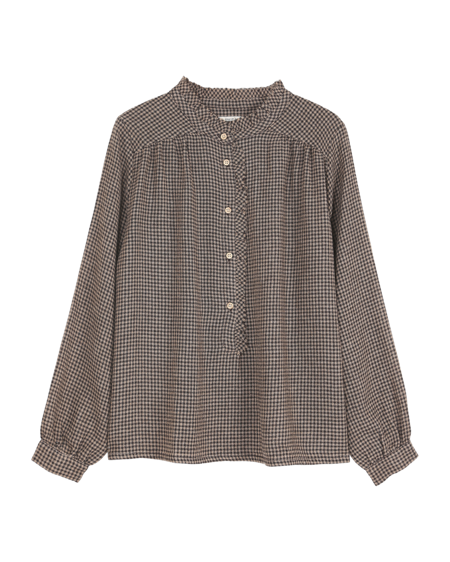 blouse femme en laine et viscose vichy chocolat