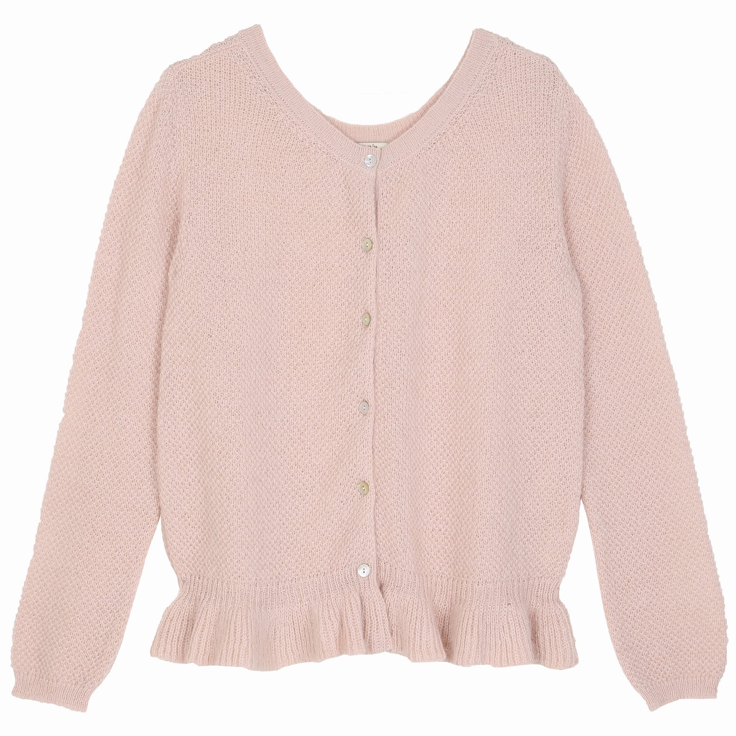 Cardigan alpaga volanté rose