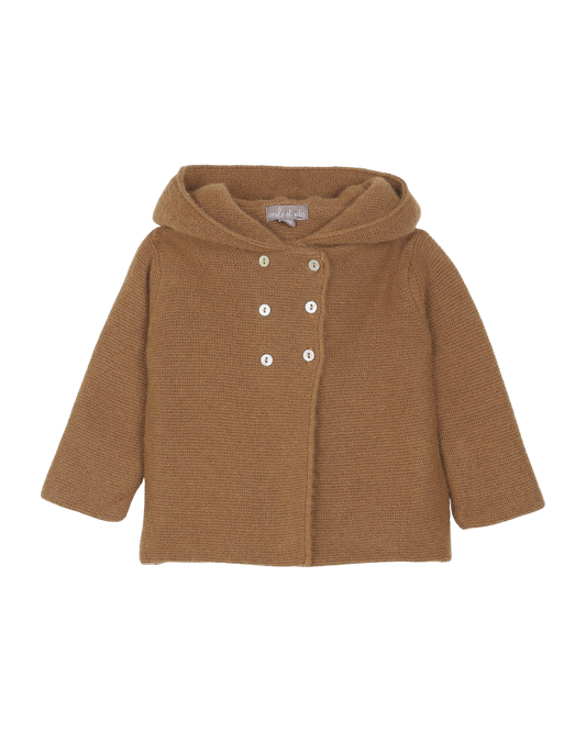 Cardigan à capuche laine et cachemire ambre