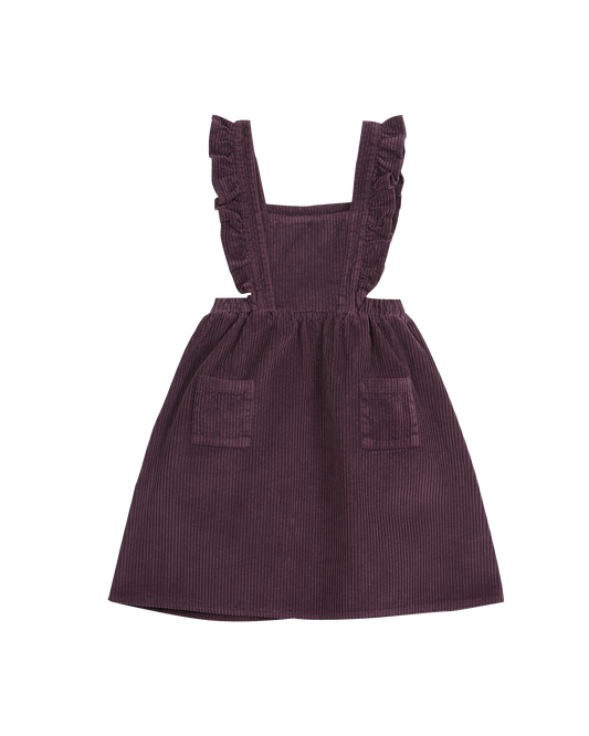Robe tablier velours aubergine