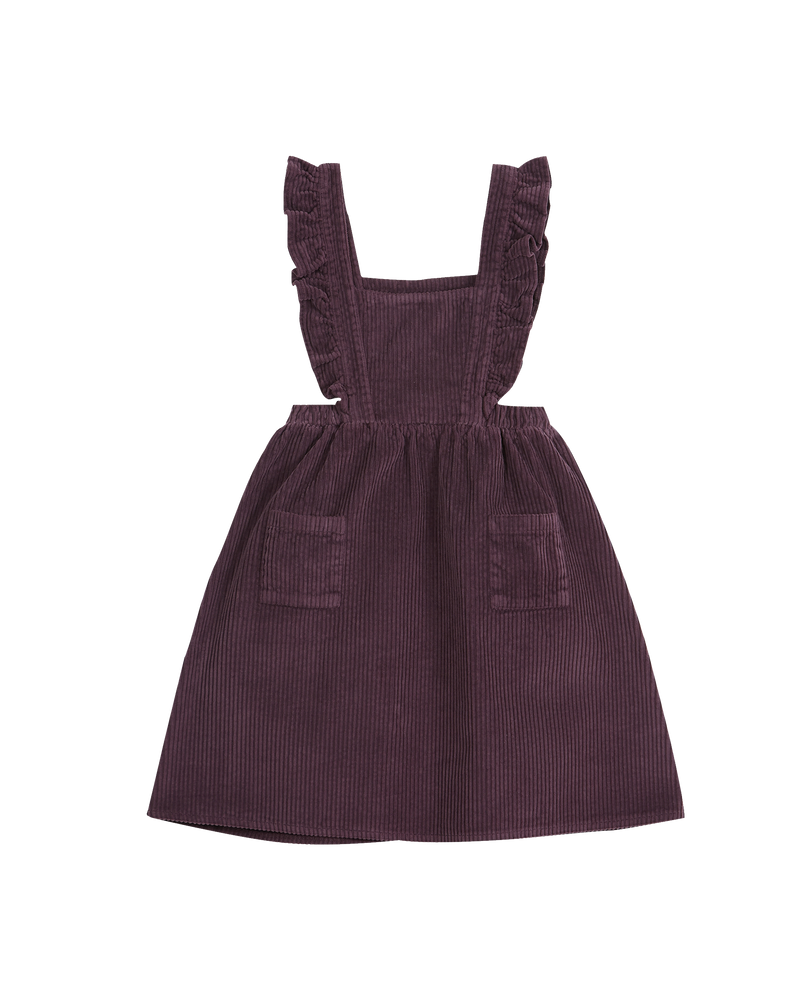 Robe tablier velours aubergine