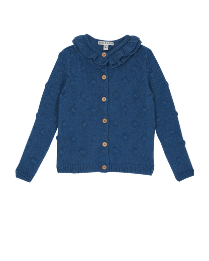 Cardigan fille laine d'alpaga bleu
