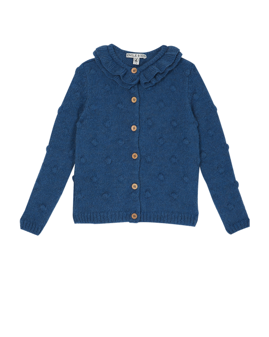 Cardigan fille laine d'alpaga bleu