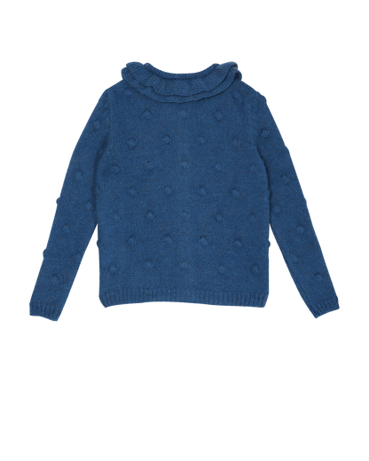 Cardigan fille laine d'alpaga bleu