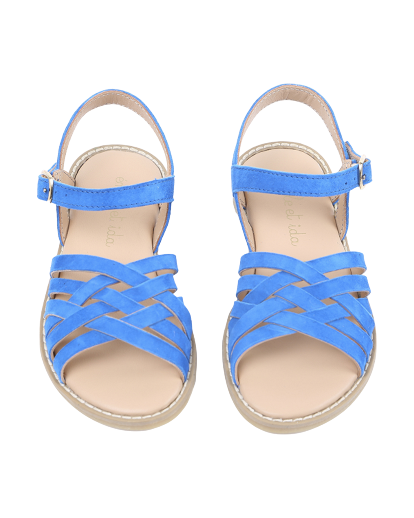 Sandales cuir tresses bleu