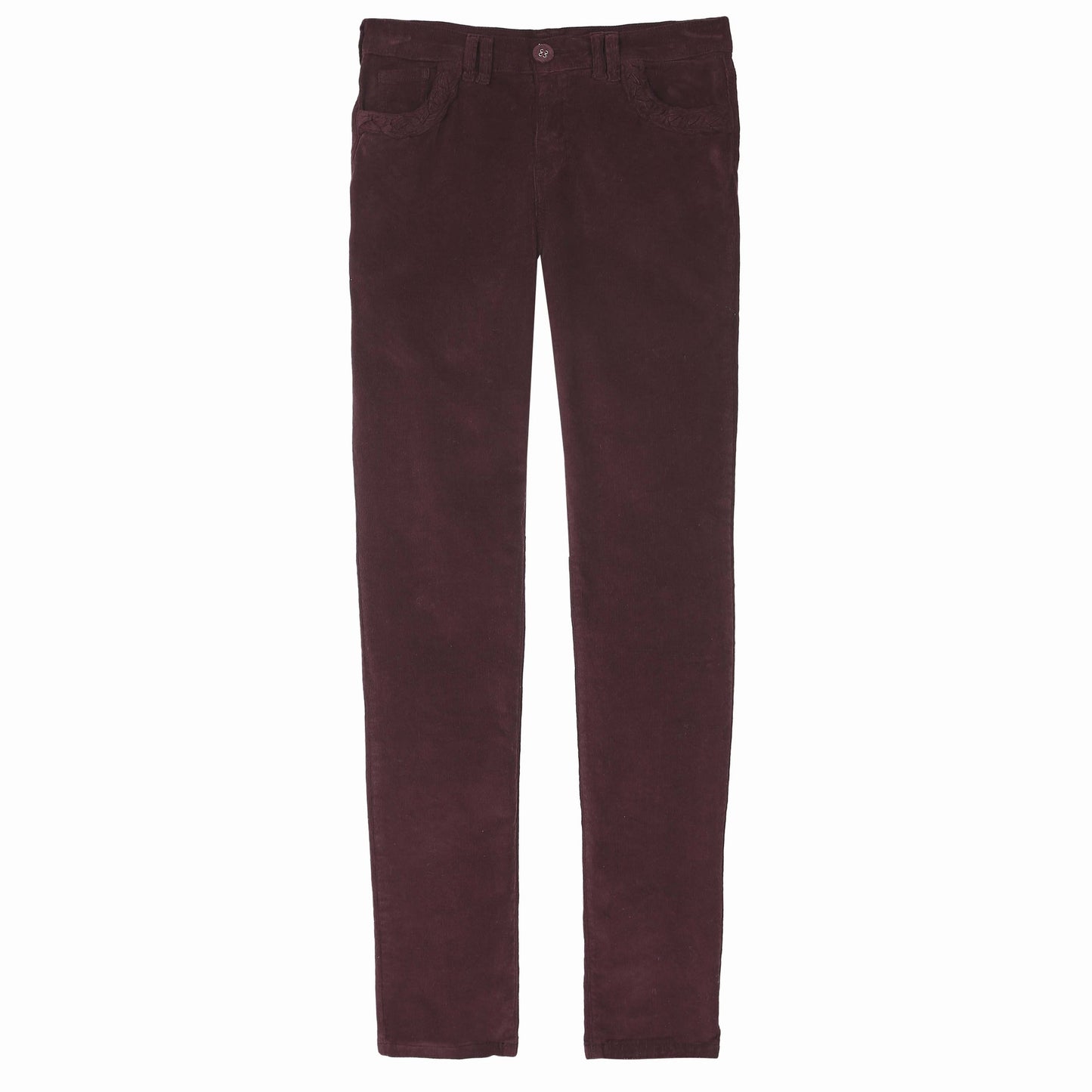 Pantalon velours slim aubergine