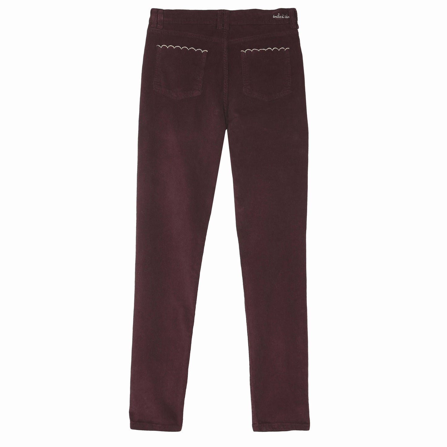 Pantalon velours slim aubergine