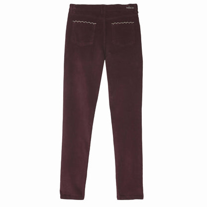 Pantalon velours slim aubergine