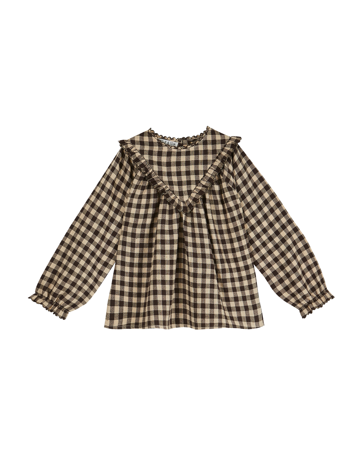Blouse enfant coton vichy café