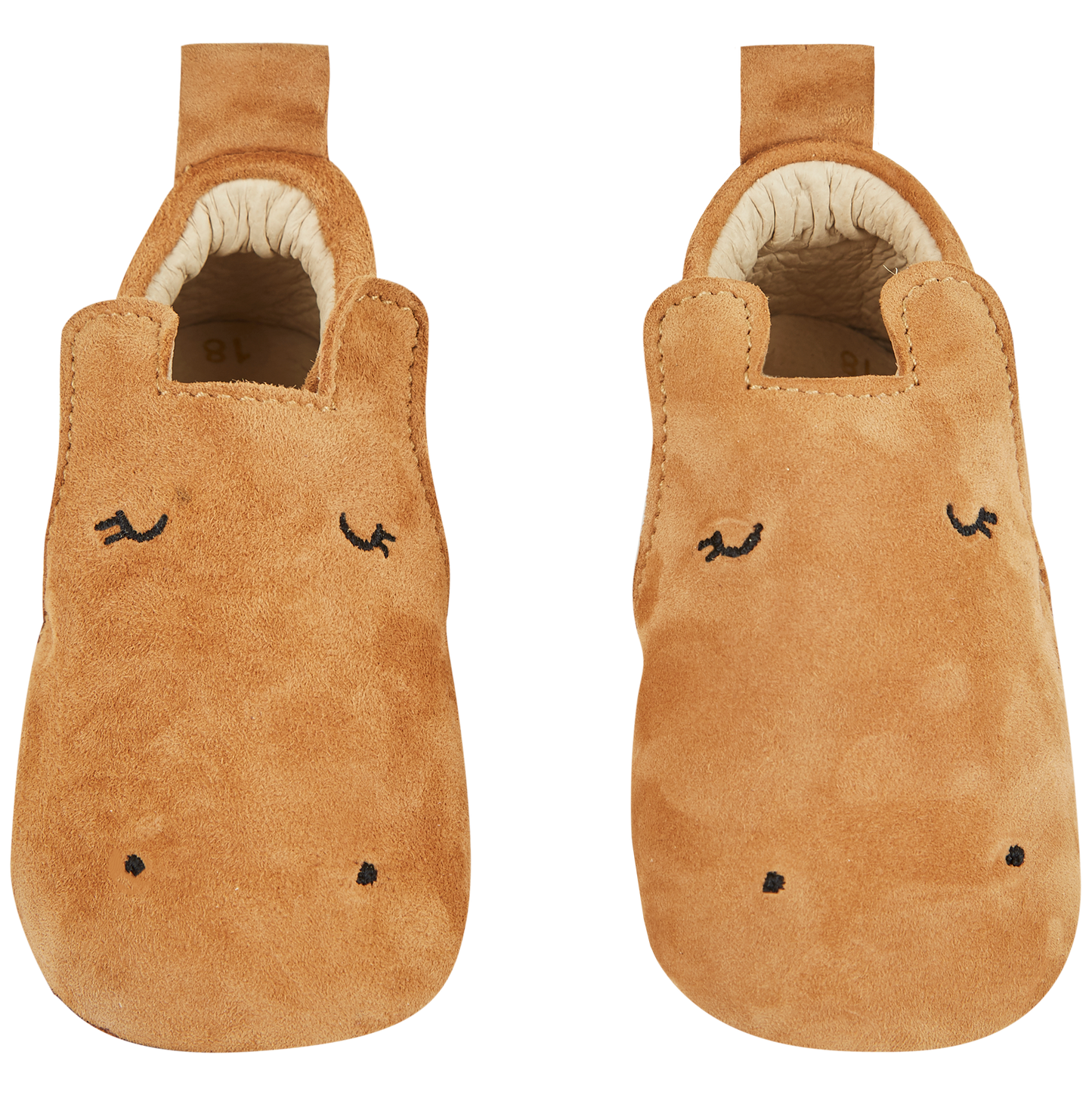 Chaussons cuir velours camel