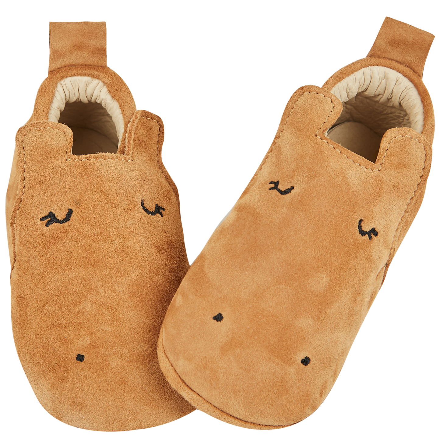 Chaussons cuir velours camel