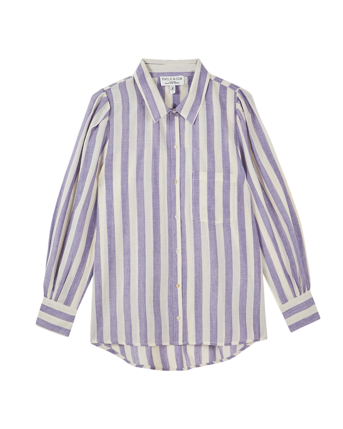 Chemise khadi rayures violet et blanc