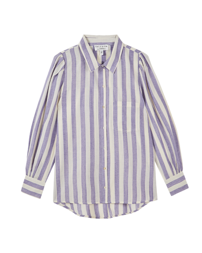Chemise khadi rayures violet et blanc