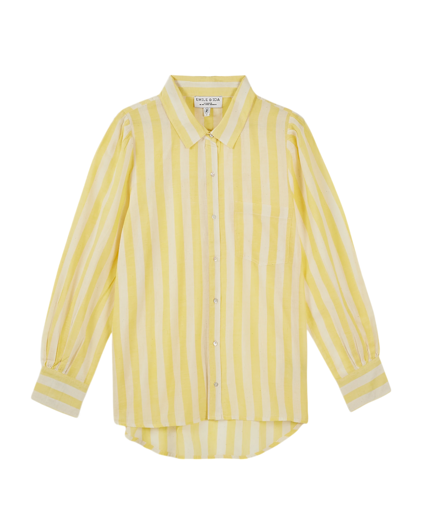 Chemise khadi rayures jaune et blanc
