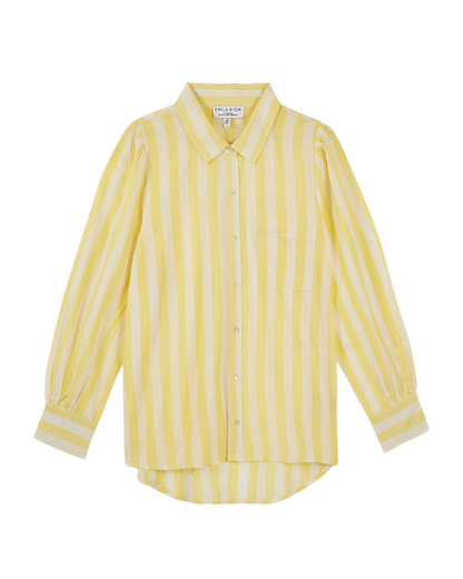 Chemise khadi rayures jaune et blanc