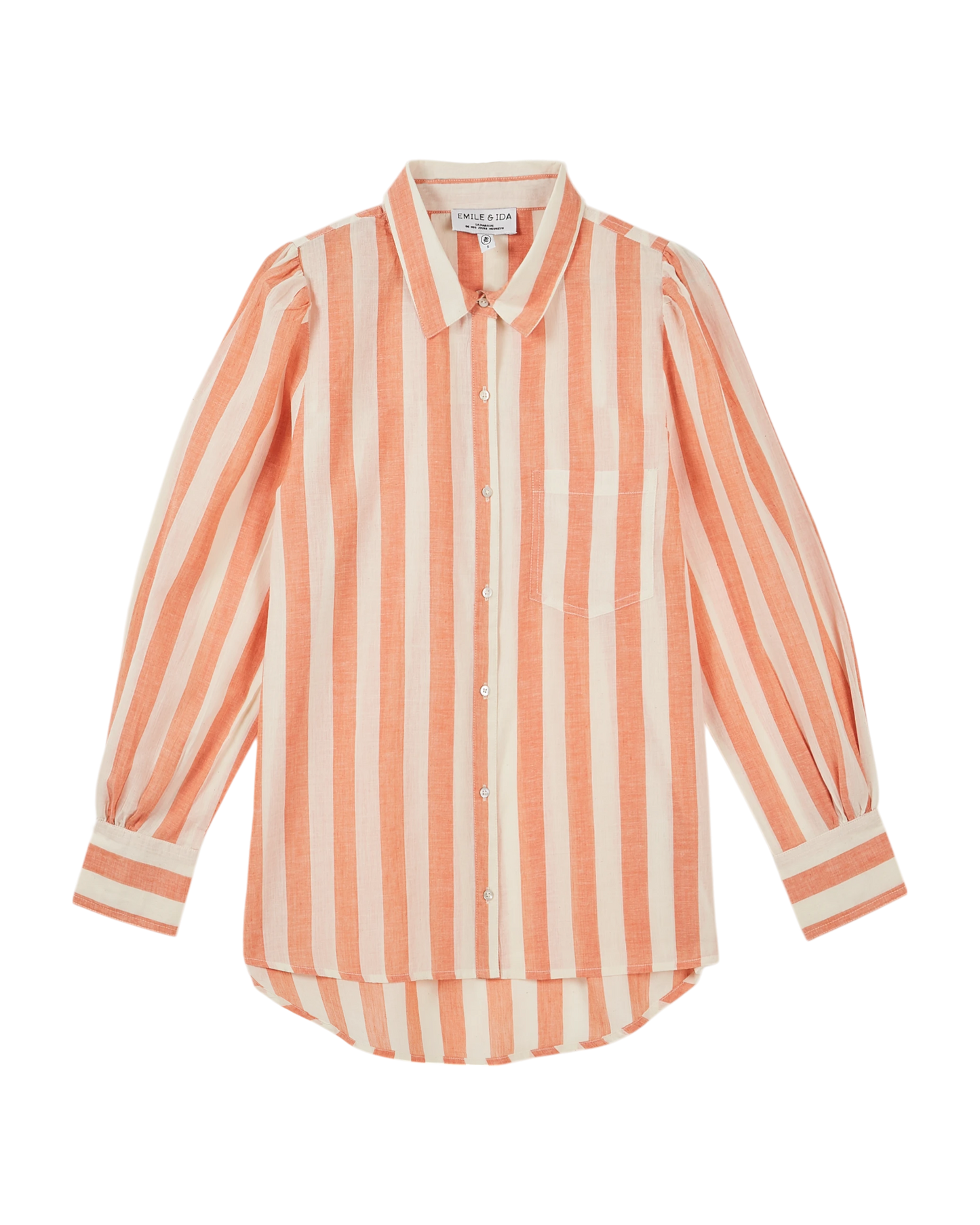 Chemise khadi rayures orange et blanc