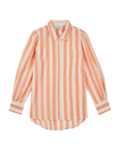 Chemise khadi rayures orange et blanc