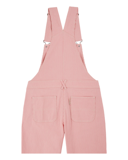 Salopette denim rayures rose et blanc