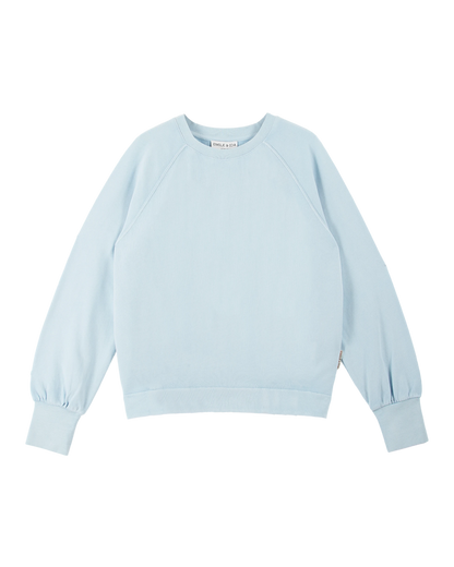 Sweat coton et teinture bio bleu glacier