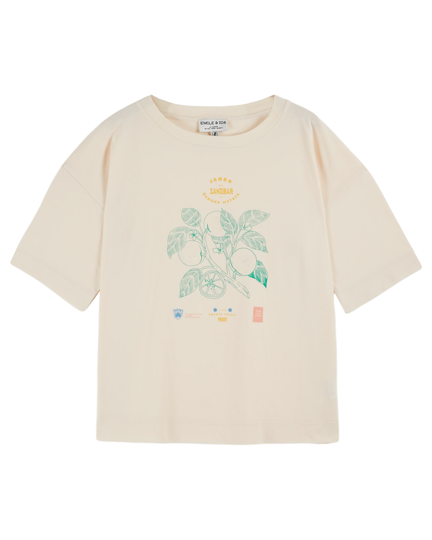 T-shirt imprimé fruit coton bio crème