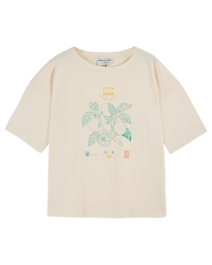 T-shirt imprimé fruit coton bio crème