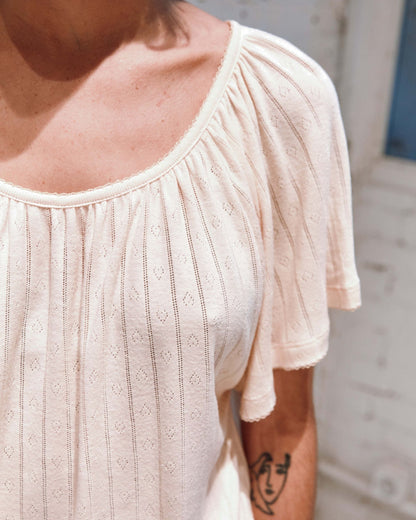 Top pointelle modal crème