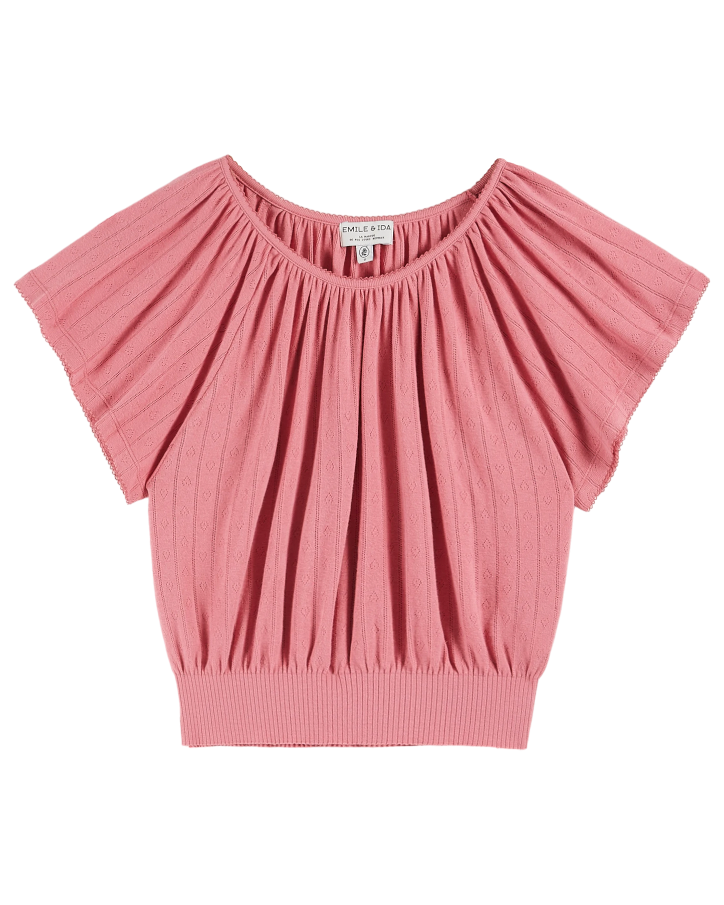 Top pointelle modal framboise