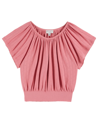 Top pointelle modal framboise