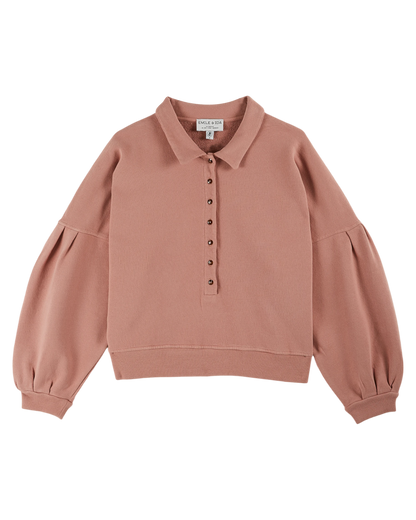 Sweat boutonné coton bio terracotta
