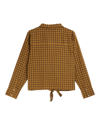 Chemise khadi nouée carreaux ocre