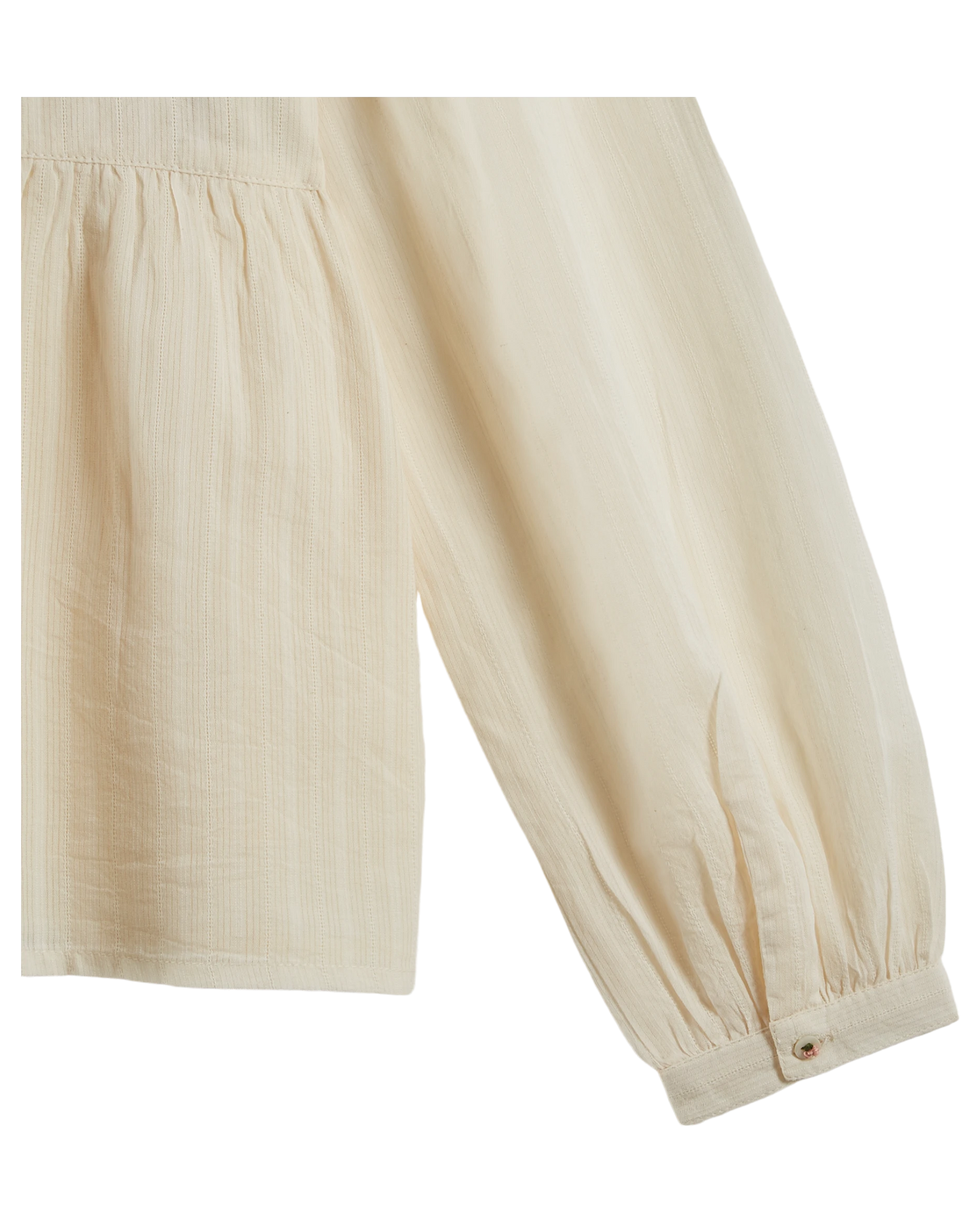 Blouse brodée smockée écru