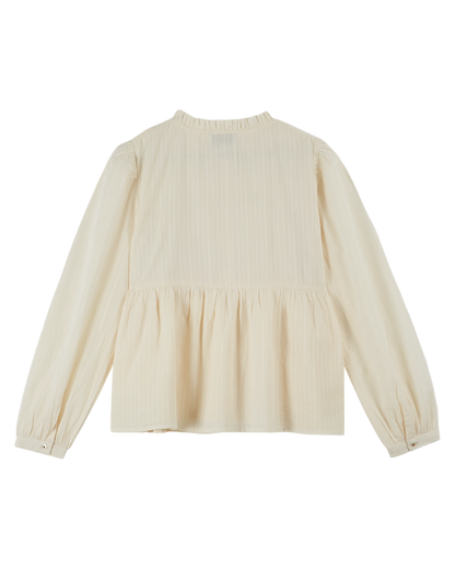 Blouse brodée smockée écru