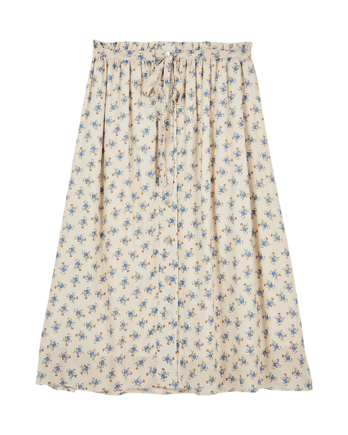 Jupe midi fleurs bleues