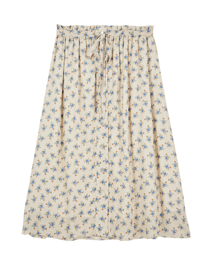 Jupe midi fleurs bleues