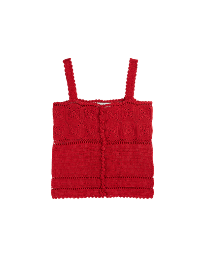 Top crochet rouge