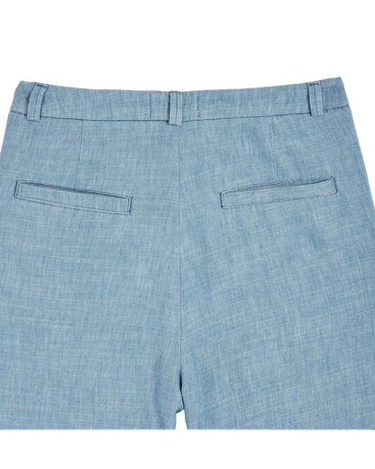 Pantalon palazzo coton lin bleu clair