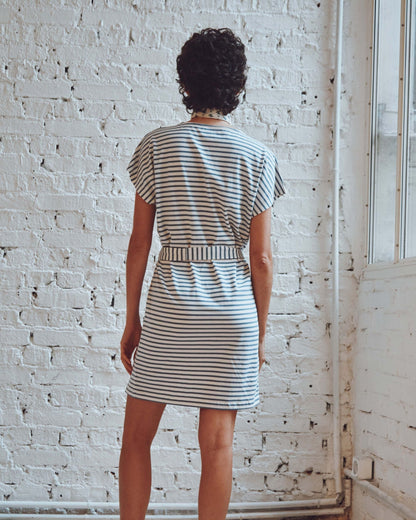 Robe rayures coton bio blanc et bleu