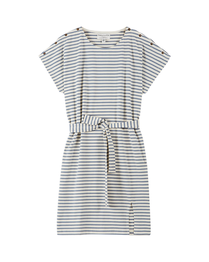 Robe rayures coton bio blanc et bleu