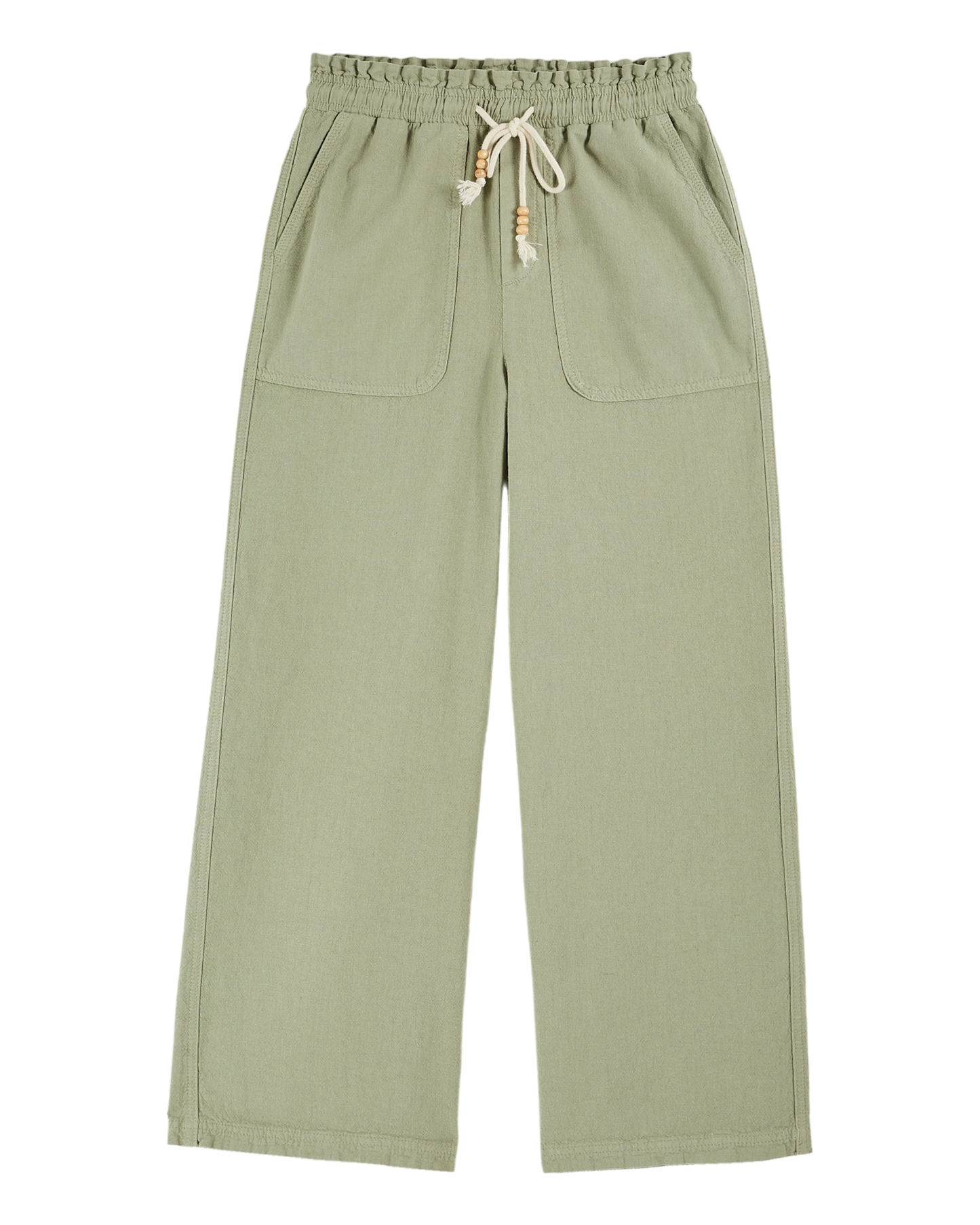 Pantalon wide coton lin amande