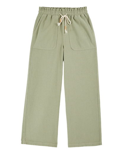 Pantalon wide coton lin amande