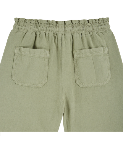 Pantalon wide coton lin amande
