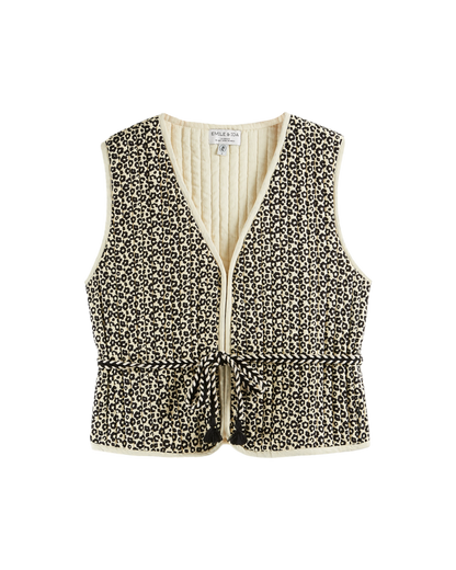 Veste sans manches léopard noir et blanc