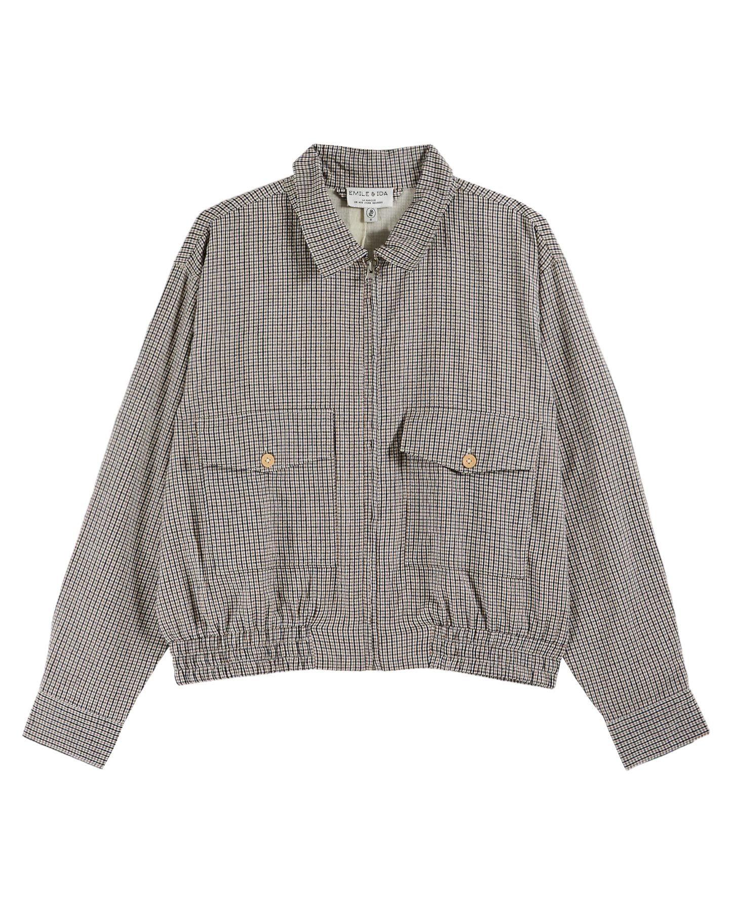 Blouson carreaux noir et marron