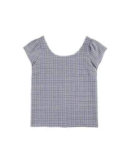 Top khadi carreaux bleu