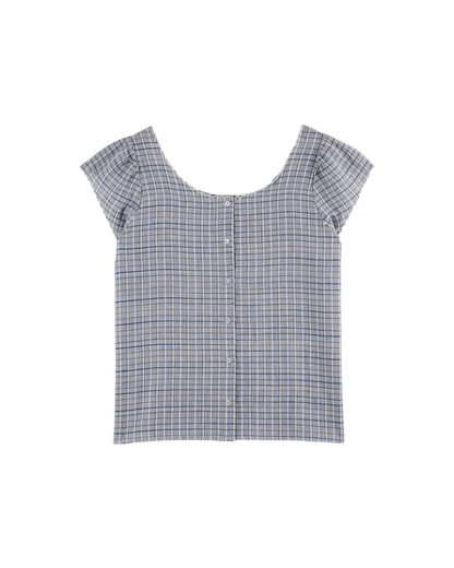 Top khadi carreaux bleu